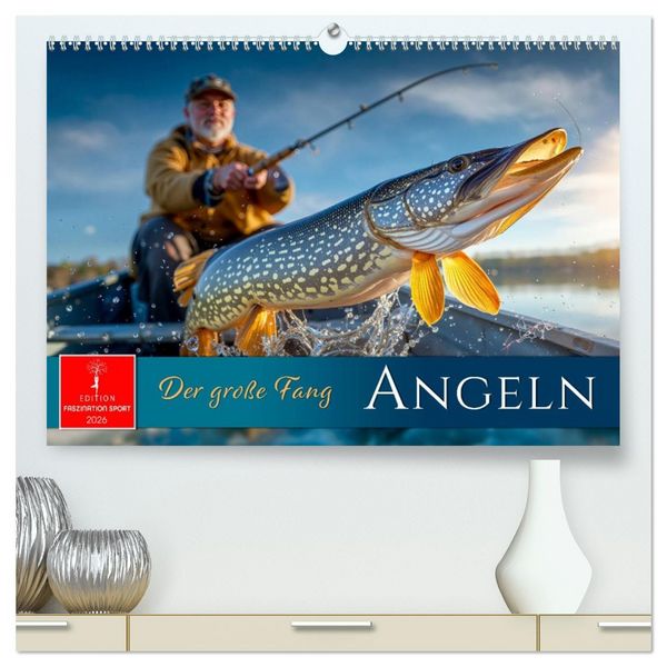 Angeln - der große Fang (hochwertiger Premium Wandkalender 2026 DIN A2 quer), Kunstdruck in Hochglanz