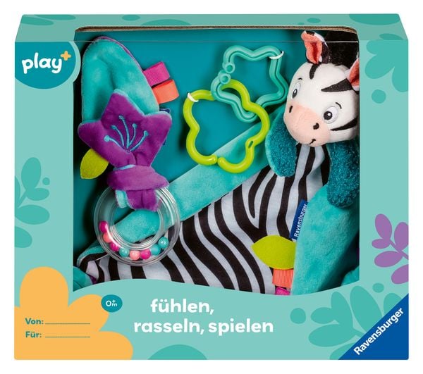 Play+ Fühlen, rasseln, spielen (Geschenk-Set: Zebra) - ab 0 Monate