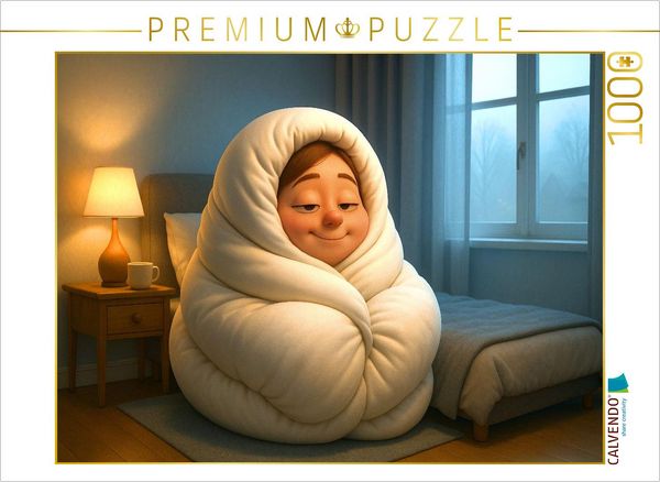 CALVENDO Puzzle Es kann für manche nicht warm genug sein - Eingekuschelt in die Bettdecke | 1000 Teile Lege-Größe 64x48cm Foto-Puzzle für glückliche Stunden