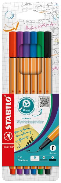 STABILO Fineliner - point 88 - 6er Pack - mit 6 verschiedenen Farben