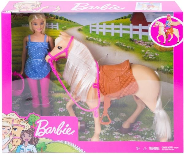Barbie Pferd mit Puppe (blond), Anziehpuppe, Modepuppe, Pferde Spielzeug