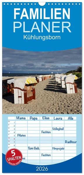 Familienplaner 2026 - Kühlungsborn mit 5 Spalten (Wandkalender, 21 x 45 cm) CALVENDO