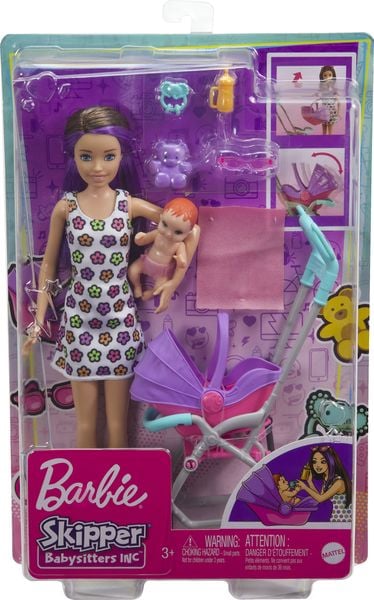Barbie „Skipper Babysitters Inc.“-Puppe und Kinderwagen-Spielset, für Kinder ab 3 Jahren