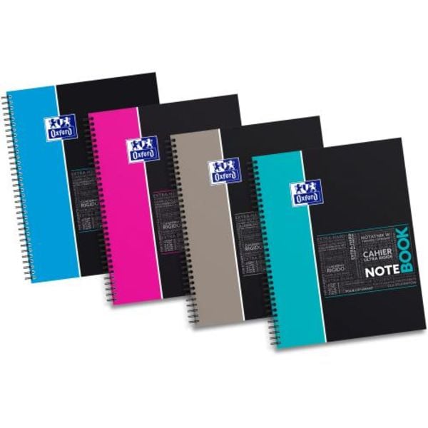 OXFORD Studium A4+ Hardcover doppelspiralgebundenes Notebook, 5 mm kariert, 80 Blatt SCRIBZEE® kompatibel, 1x Stück sortiert