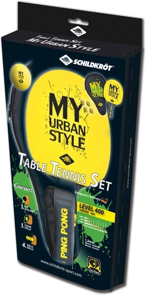 Donic-Schildkröt 788485 - Tischtennis-Set My Urban Style, Geschenkset, 1 Schläger, 3 Bälle, Schlägerhülle
