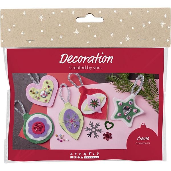 Creativ Company Mini Kreativ Set Dekoration, Weihnachtsdekorationen aus Filz