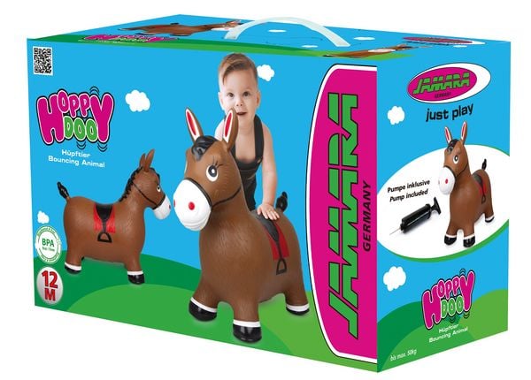 Hüpftier Pferd braun mit Pumpe