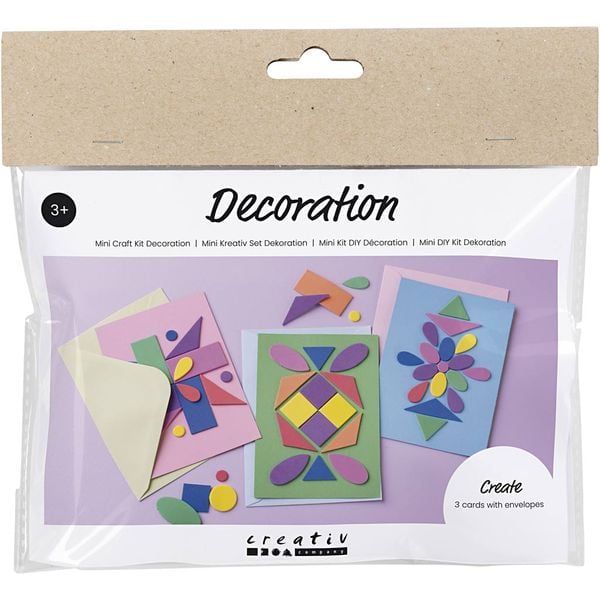 Creativ Company Mini Kreativ Set Dekoration, Dekorierte Karten, Blau, Grün, Pink