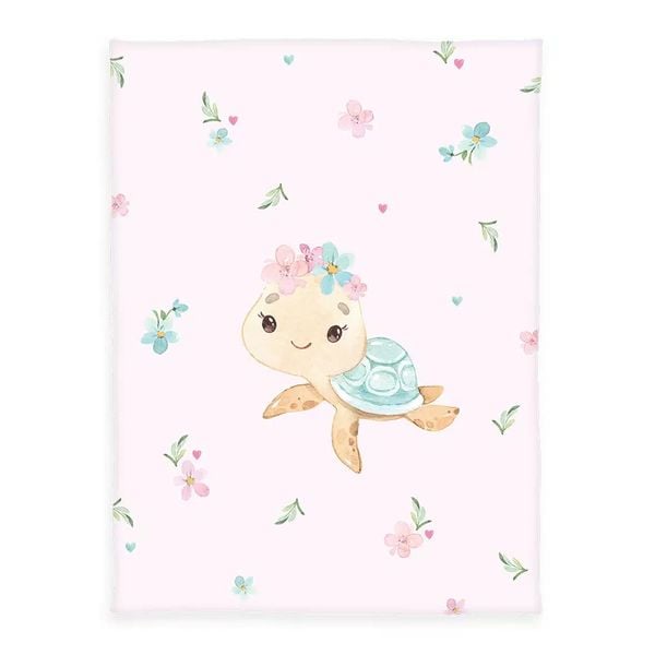 Herding 1440260014 - babybest® Baby-Kuscheldecke Little Turtle, Decke, Microfaserflausch, rosa, 75x100cm