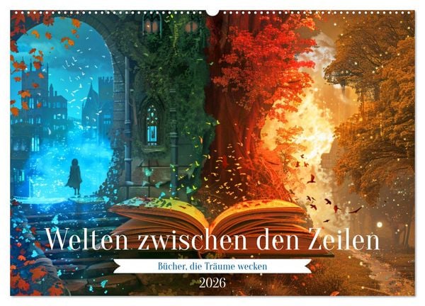 Welten zwischen den Zeilen - Bücher, die Träume wecken (Wandkalender 2026 DIN A2 quer), CALVENDO Monatskalender