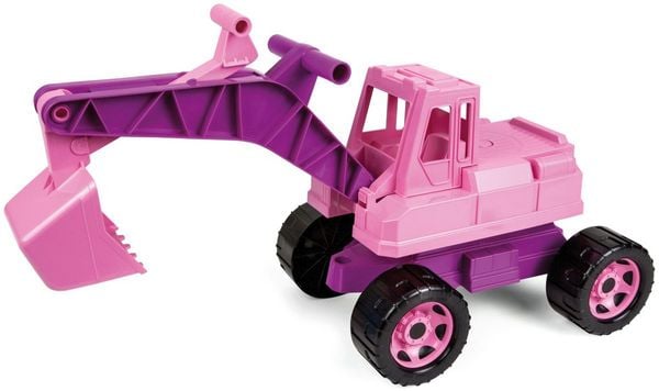 LENA® 02137 - Starke Riesen: Bagger, Sitz-Bagger, Sandspielzeug, Outdoor, 70 cm rosa