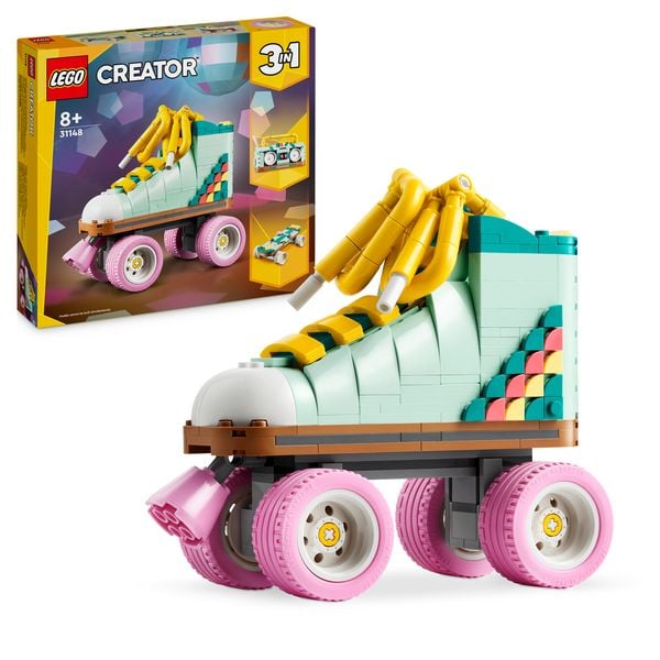 LEGO Creator 3in1 31148 Rollschuh, Spielzeug mit Skateboard und Boombox