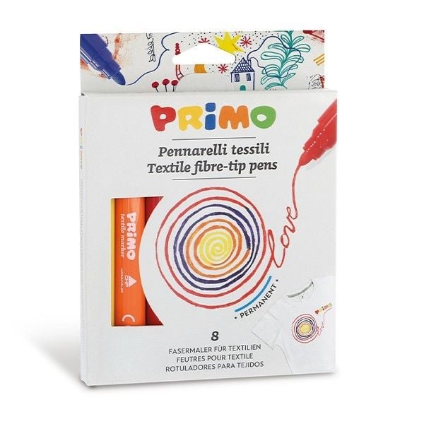 PRIMO Textilmaler, Fasermaler für Textilien, 8er Set