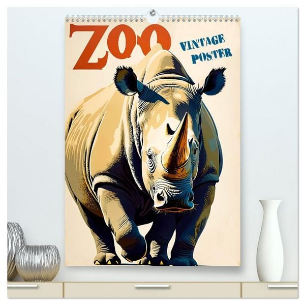Zoo Vintage-Poster (hochwertiger Premium Wandkalender 2026 DIN A2 hoch), Kunstdruck in Hochglanz