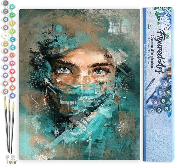 FiguredArt PN5816 - Malen nach Zahlen, Fesselnder Blick, Leinwand 40x50cm ohne Rahmen, Malset, Paint by Numbers