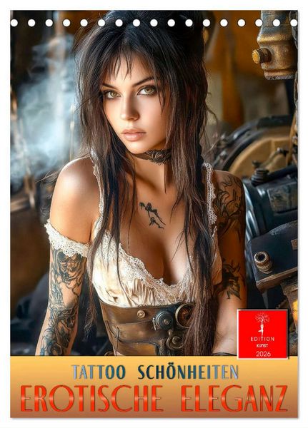 Tattoo Schönheiten - erotische Eleganz (Tischkalender 2026 DIN A5 hoch), CALVENDO Monatskalender