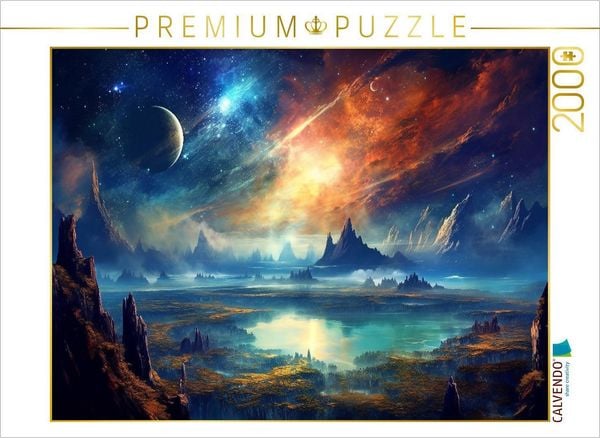 CALVENDO Puzzle Science Fiction - Reise zu fremden Planeten - Wilde Oberfläche | 2000 Teile Lege-Größe 90x67cm Foto-Puzzle für glückliche Stunden