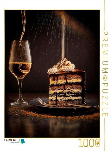CALVENDO Puzzle Schokoladentorte mit Cremeschichten | 1000 Teile Lege-Größe 64x48cm Foto-Puzzle für glückliche Stunden