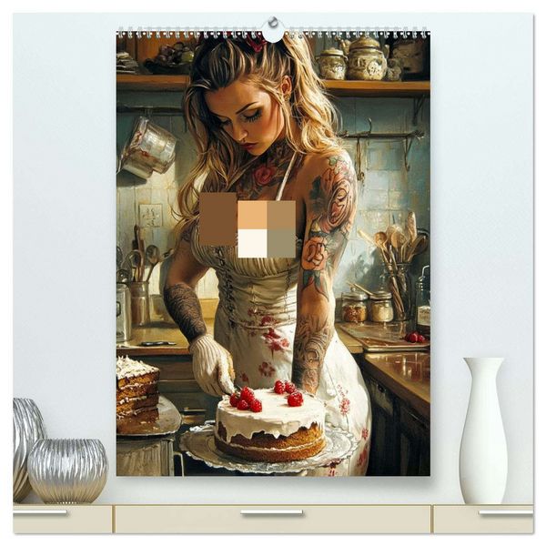 Tattoo Girls and Cakes (High Quality Premium Wall Calendar 2026 DIN A2 portrait),CALVENDO 12 Month Wall Calendar