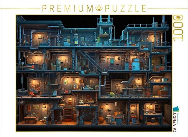 CALVENDO Puzzle Verwinkelte Räume in einem Computer Spiel - Gamer Nostalgie | 1000 Teile Lege-Größe 64x48cm Foto-Puzzle für glückliche Stunden
