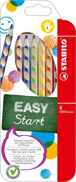 STABILO Ergonomischer Buntstift für Linkshänder - EASYcolors - 6er Pack - mit 6 verschiedenen Farben