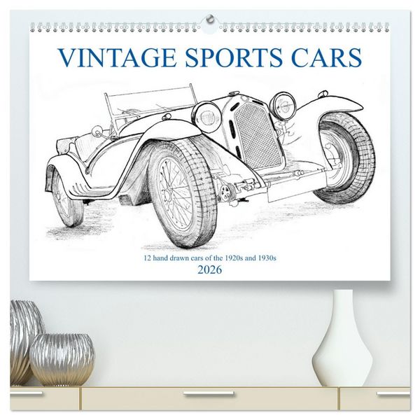 Vintage Sports Cars (hochwertiger Premium Wandkalender 2026 DIN A2 quer), Kunstdruck in Hochglanz