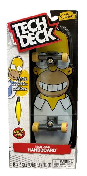 Tech Deck, Handboard mit Santa Cruz und Homer von The Simpsons, Mini-Skateboard für Tricks mit den Händen