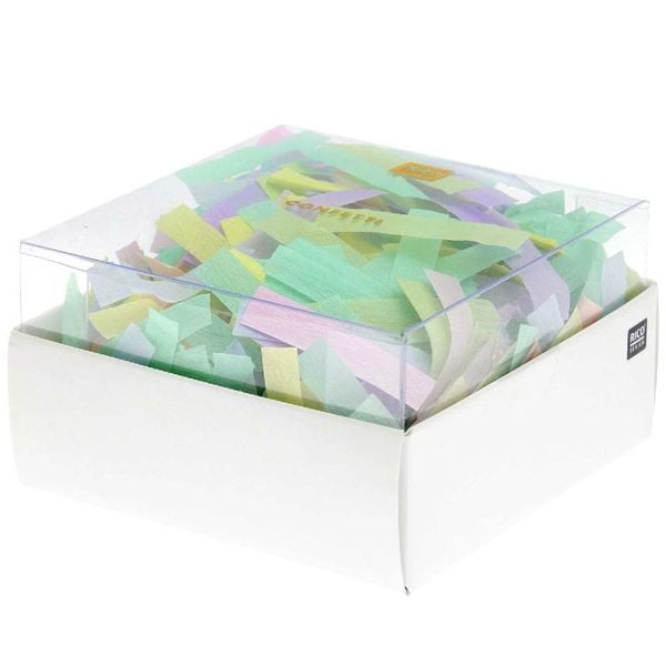 Krepp Konfetti, Regenbogen Pastell Mix, 15g , 7 x 35 mm, 25g/m²