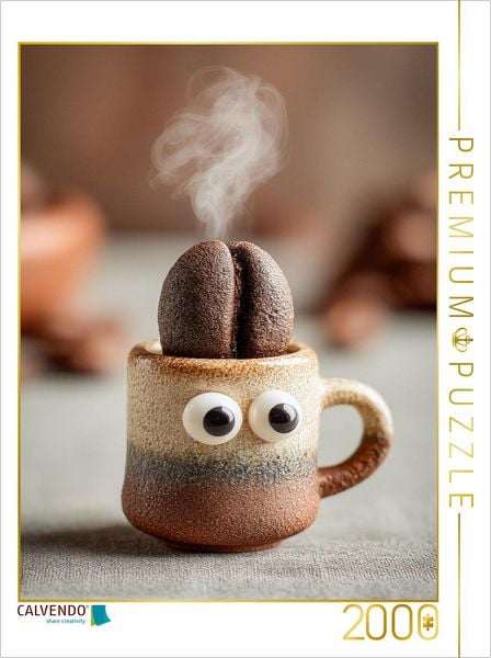 CALVENDO Puzzle Hyperaktiver Espresso mit Kaffeebohnen - Energie trifft Humor | 2000 Teile Lege-Größe 90x67cm Foto-Puzzle für glückliche Stunden