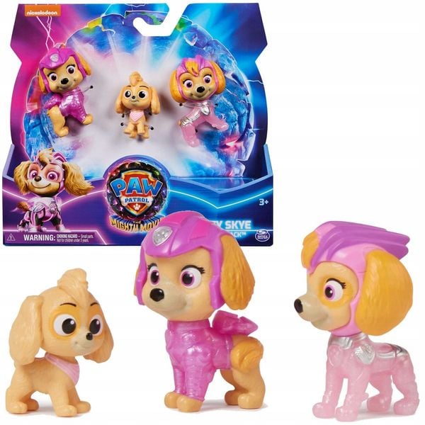 PAW Patrol: Der Mighty Kinofilm, 3-teiliges Spielfiguren-Geschenkset mit Skye in verschiedenen Altersstufen