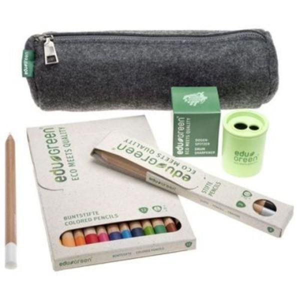 EduGREEN® 18er Set: 12 Buntstifte, 4 Stifte, Gold, Silber, Graphit, Weiß