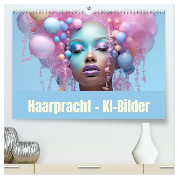 Haarpracht - KI-Bilder (hochwertiger Premium Wandkalender 2026 DIN A2 quer), Kunstdruck in Hochglanz