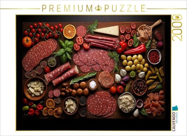 CALVENDO Puzzle Wurst und Schinken lecker angeordnet | 2000 Teile Lege-Größe 90x67cm Foto-Puzzle für glückliche Stunden