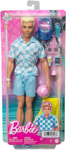 Blonde Ken-Puppe mit Badehose und Strand-Accessoires