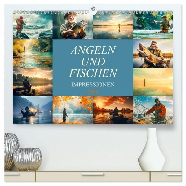 Angeln und Fischen Impressionen (hochwertiger Premium Wandkalender 2026 DIN A2 quer), Kunstdruck in Hochglanz