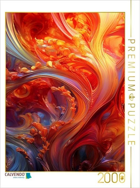 CALVENDO Puzzle Organische Formen aus Glas in roten Wellen | 2000 Teile Lege-Größe 90x67cm Foto-Puzzle für glückliche Stunden