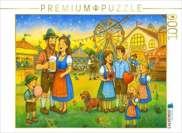 CALVENDO Puzzle Herbstliche Wiesngaudi mit Rummelplatz | 1000 Teile Lege-Größe 64x48cm Foto-Puzzle für glückliche Stunden
