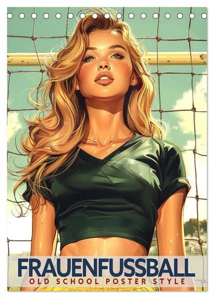 Frauenfußball - Old School Poster Style (Tischkalender 2026 DIN A5 hoch), CALVENDO Monatskalender