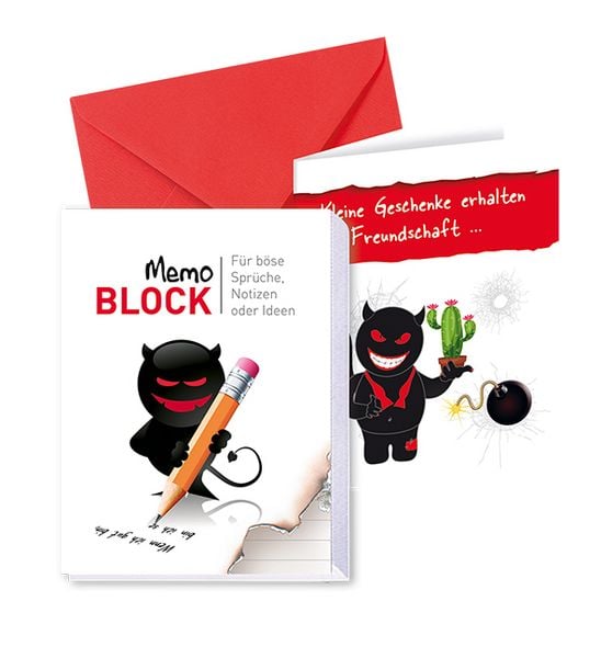 Schwarzer Humor Notizblock mit Mini-Geschenkkarte mit Kuvert