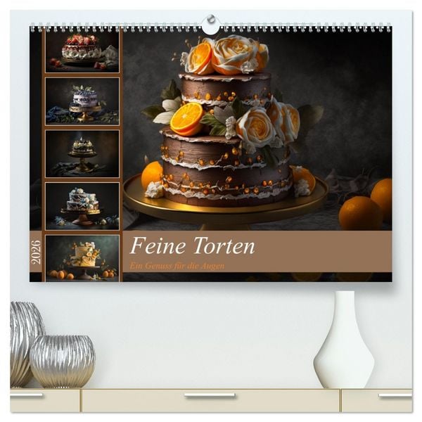 Feine Torten (hochwertiger Premium Wandkalender 2026 DIN A2 quer), Kunstdruck in Hochglanz