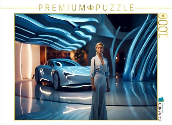 CALVENDO Puzzle Hypermodernes Konzept Design Auto und junge Frau | 1000 Teile Lege-Größe 64x48cm Foto-Puzzle für glückliche Stunden