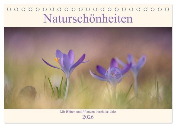 Naturschönheiten - mit Blüten und Pflanzen durch das Jahr (Tischkalender 2026 DIN A5 quer), CALVENDO Monatskalender