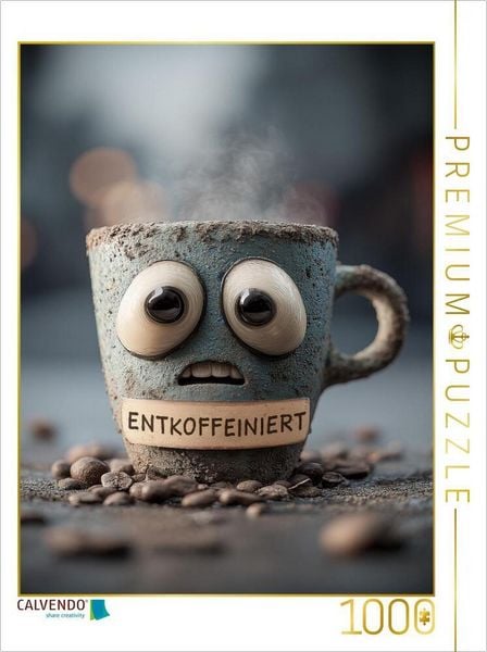 CALVENDO Puzzle Entkoffeinierter Kaffee mit Panikblick - Lustiges Motiv für Koffeinfreunde | 1000 Teile Lege-Größe 64x48cm Foto-Puzzle für glückliche Stunden