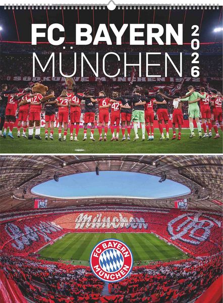 N NEUMANNVERLAGE - FC Bayern München 2026 Posterkalender, 48x64cm, Fußball-Kalender mit Motiven der Stars, Fan-Kalender mit Fußball-Highlights, Spiral