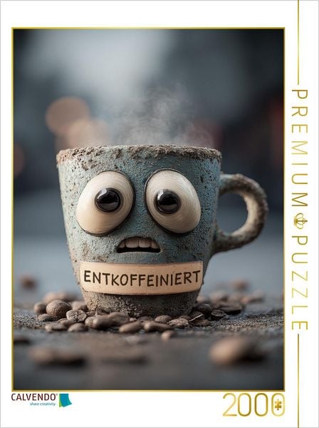 CALVENDO Puzzle Entkoffeinierter Kaffee mit Panikblick - Lustiges Motiv für Koffeinfreunde | 2000 Teile Lege-Größe 90x67cm Foto-Puzzle für glückliche Stunden