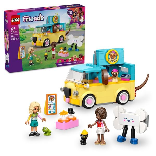 LEGO Friends 42678 Haustierzubehör-Van, Spielzeug mit 2 Mini Puppen