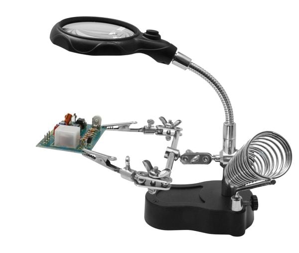 PEBARO HH3 - Helping Hand mit LED-Licht und Lupe, LED-Beleuchtung für Elektronik und Modellbau