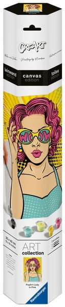 CreArt, Malen nach Zahlen Canvas Leinwand - PopArt Lady in Pink