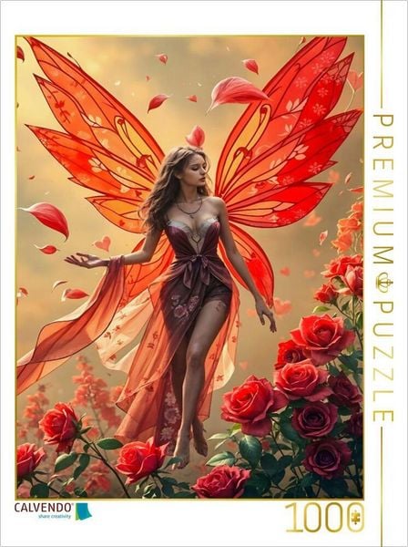 CALVENDO Puzzle Die Rosenfee des Februar - Ein Puzzle der leisen Liebe | 1000 Teile Lege-Größe 64x48cm Foto-Puzzle für glückliche Stunden