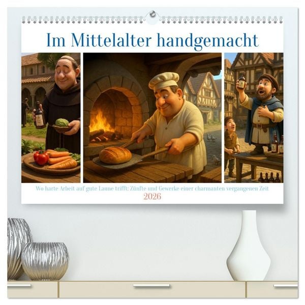 Im Mittelalter handgemacht (hochwertiger Premium Wandkalender 2026 DIN A2 quer), Kunstdruck in Hochglanz